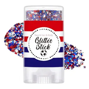 July 4th Body Glitter Stick, Patriotic Red White and Blue Accessories, Perfect for Independence Day Parties, Festive Holiday Makeup, Glitter Sparkle Makeup