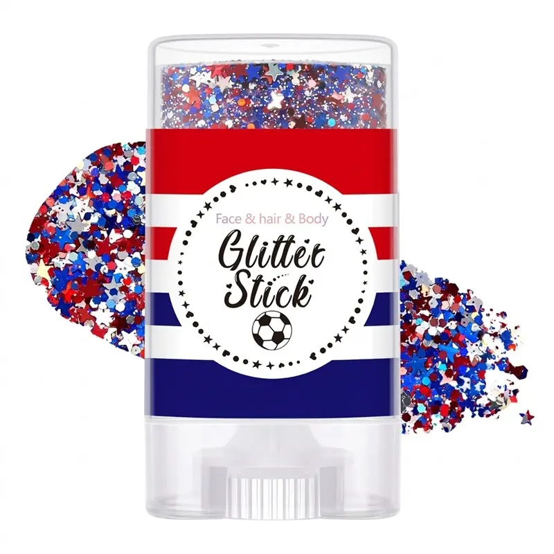 July 4th Body Glitter Stick, Patriotic Red White and Blue Accessories, Perfect for Independence Day Parties, Festive Holiday Makeup, Glitter Sparkle Makeup, Shimmering Body Glitter