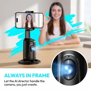 360 ° AI automatic face tracking tripod, hands-free and application free, intelligent gesture control, rechargeable portable camera for real-time streaming, daily use, and product unboxing