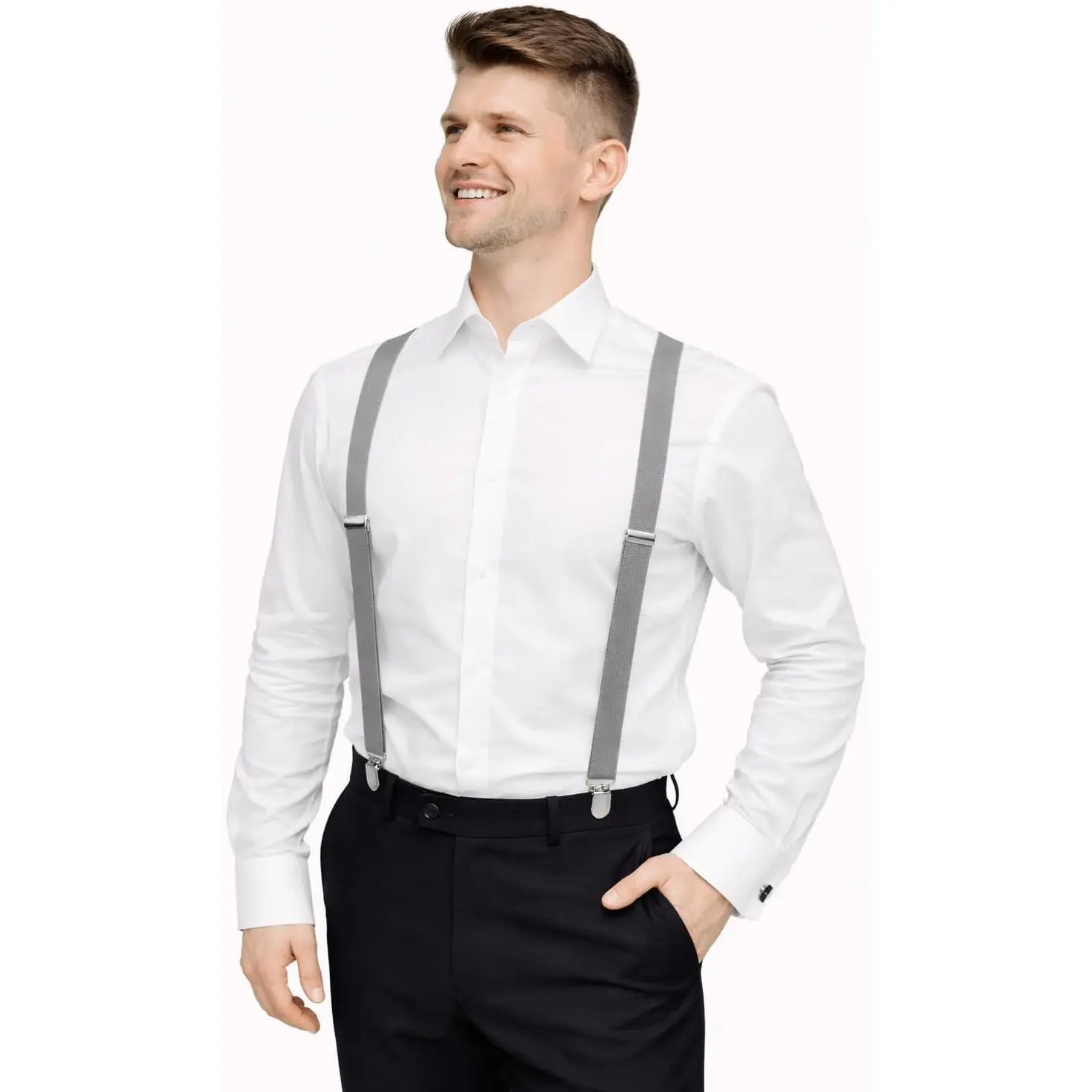 Suspenders for Men - Adjustable Elastic Mens Suspenders with Heavy Duty  Clips