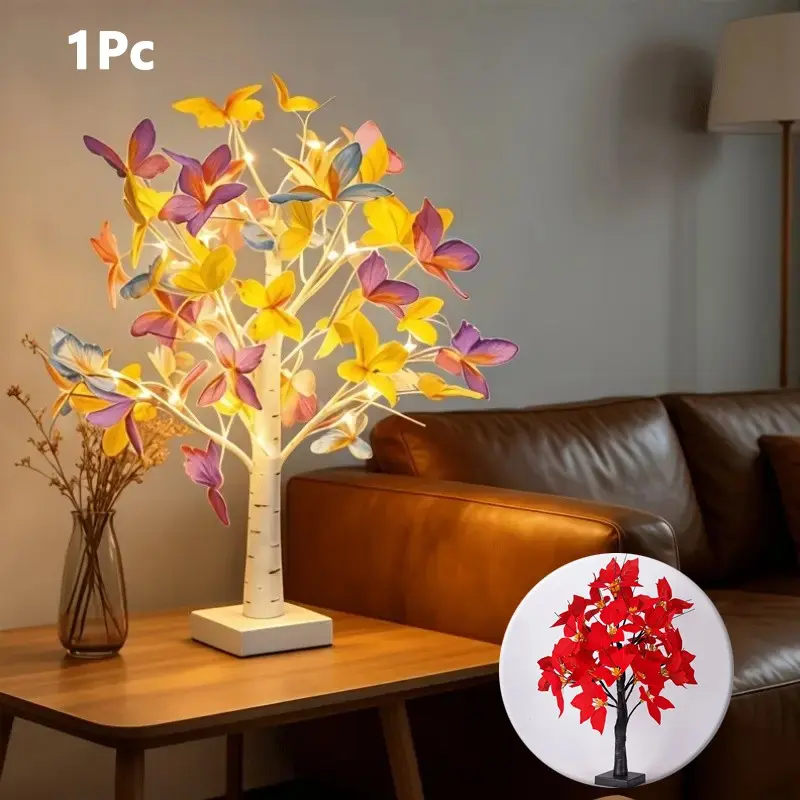 1-Pack Butterfly Lamp, Butterfly Flower Tree Light, 3*AA Battery/ USB Powered Artificial Flower Potted Tree Light, Butterfly Decor, Suitable for Bedroom, Living Room, Office Decor，Indoor Night Light, Bedroom Decoration Bonsai Lamp, Christmas Home Decorati