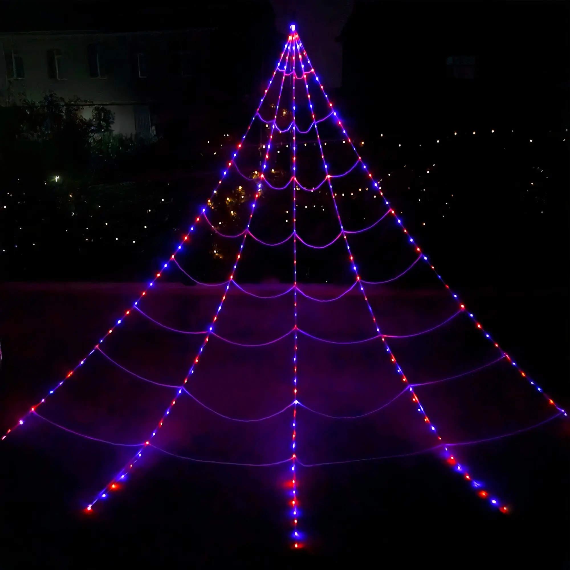 Outdoor Giant Halloween Spider Web LED Light, 8 Flash Modes with Remote, Waterproof Battery Box, 250 Leds, Home Garden Party Decor, Festive Decoration