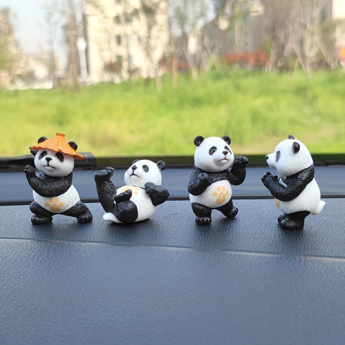 4pcs Panda Car Ornaments Center Console Desk Decorations Small Interior Accessories for Office Car Decoration
