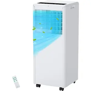 6000/8000 BTU Portable Window AC Unit | 3-in-1 Cooler, Fan & Dehumidifier | Fixed-Frequency with Remote + Full Window Vent Set, Simple Installation for Home & Bedroom, Non-WiFi Model