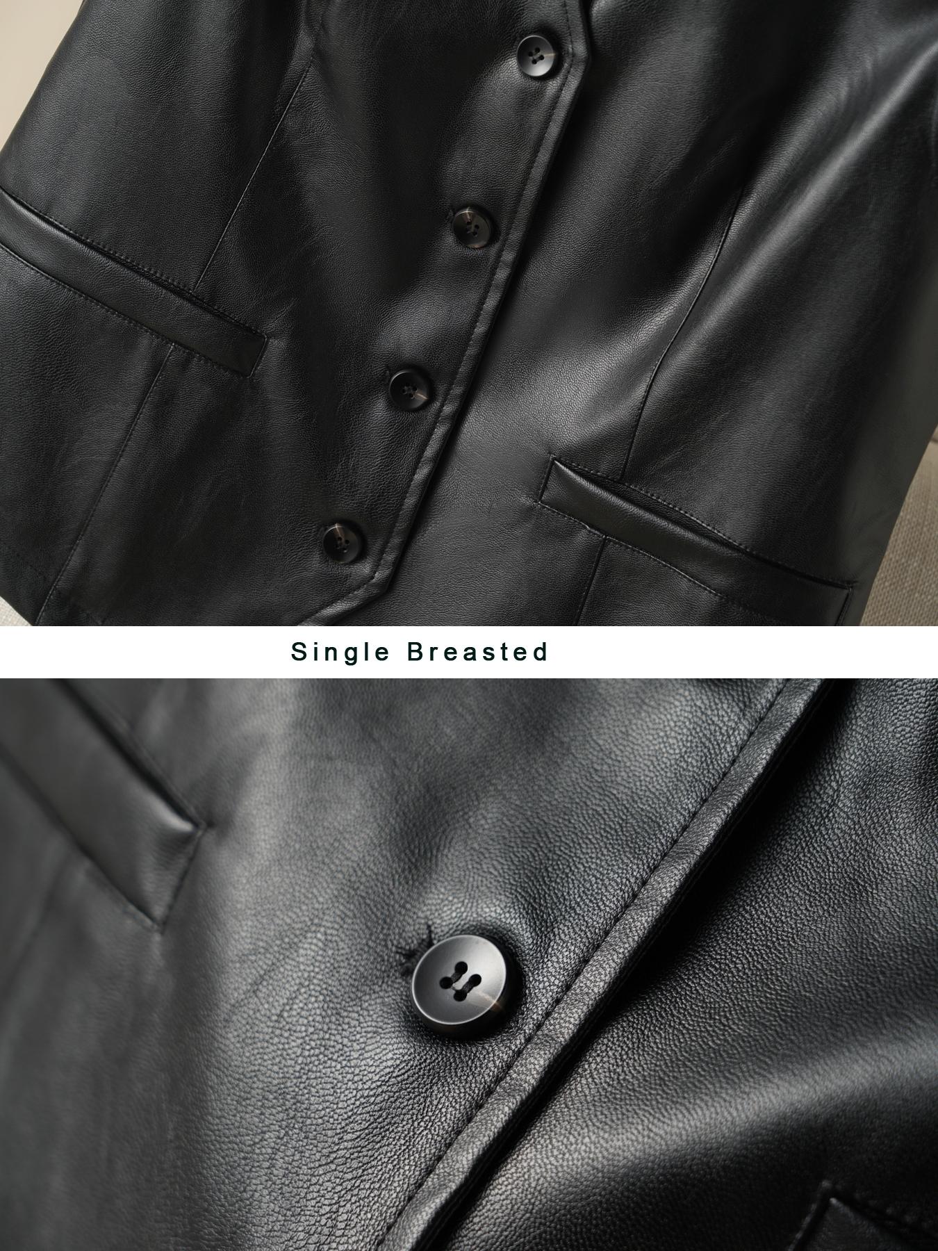 Women's PU Leather Vest Top, Single Button Front, Sleeveless V Neck, Casual Fitted Style, Spring & Fall Fashion, Moderate Fabric Thickness, Casual Comfy Vests