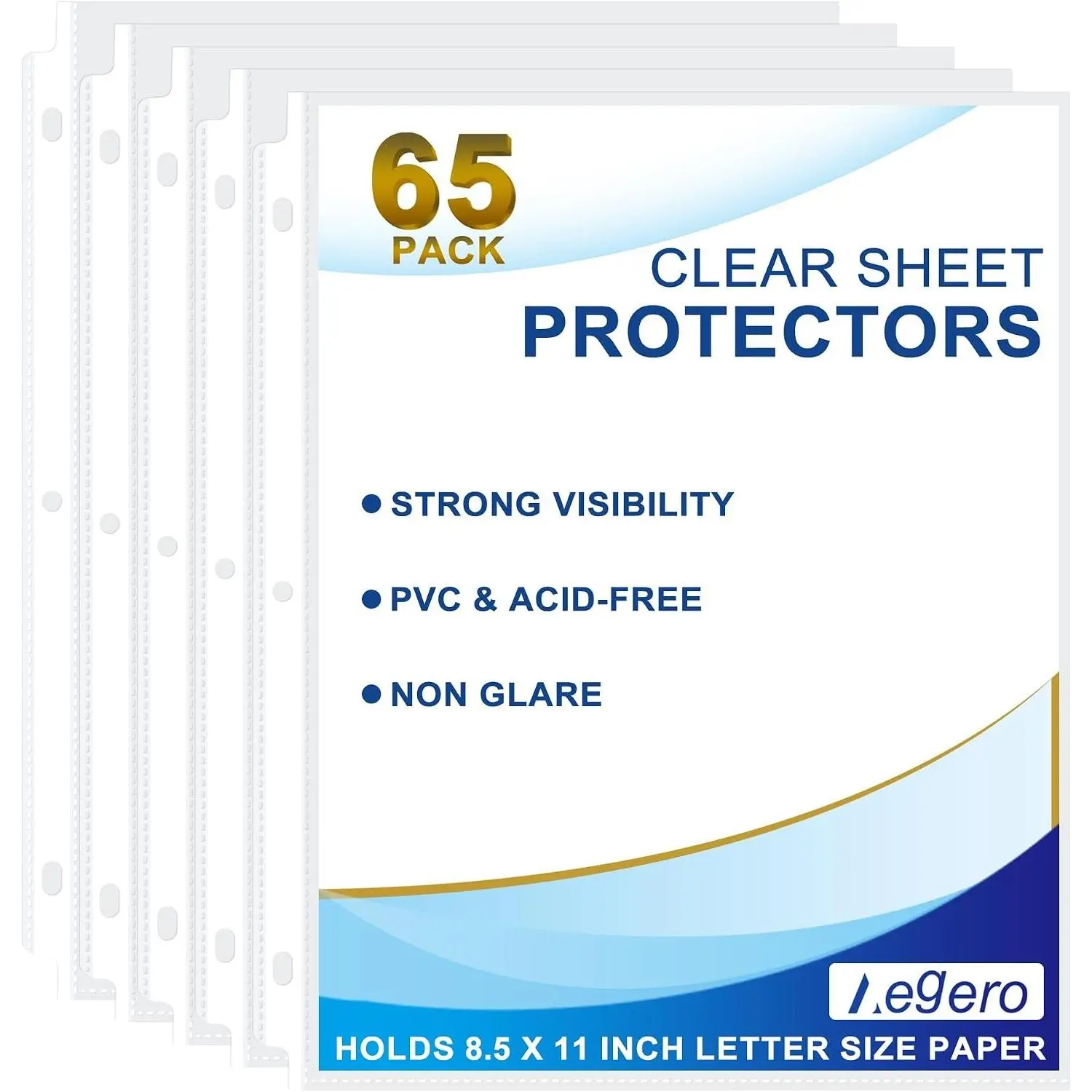 65 Pack Clear Sheet Protectors for Standard 8.5 x 11 Inch Pages