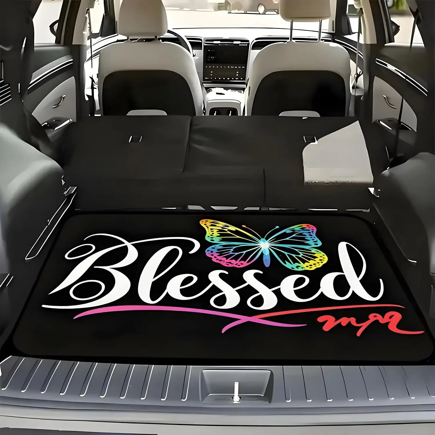 Universal Car Trunk Mat, All Weather Trunk Protection Cargo Liner, Stylish Vehicle Interior Accessories, Durable Cargo Mat Rear Trunk Line Suitable for Most Car (Colorful Butterflies, 29" x 39")