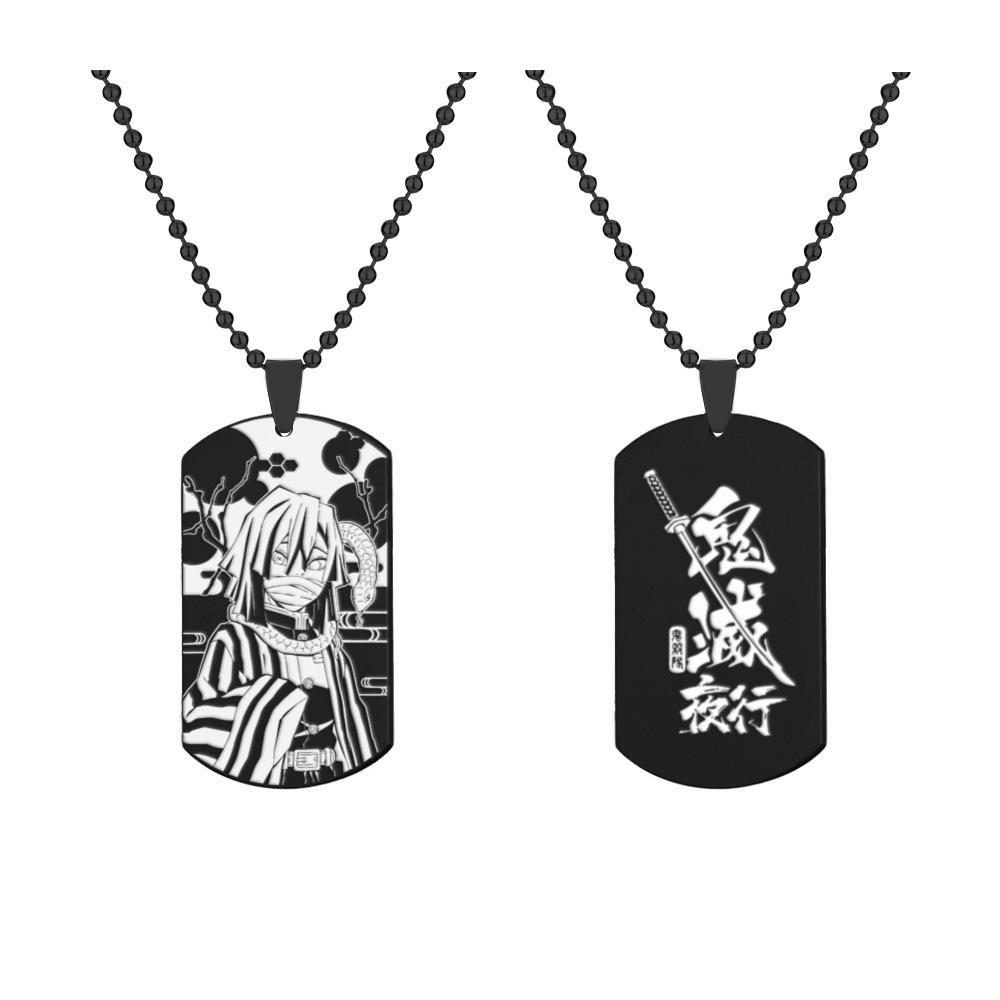 Demon Slayer Kamado Tanjirou Stainless Steel Necklace Anime Character Infinite City Printed Necklace Cosplay Accessories Gifts