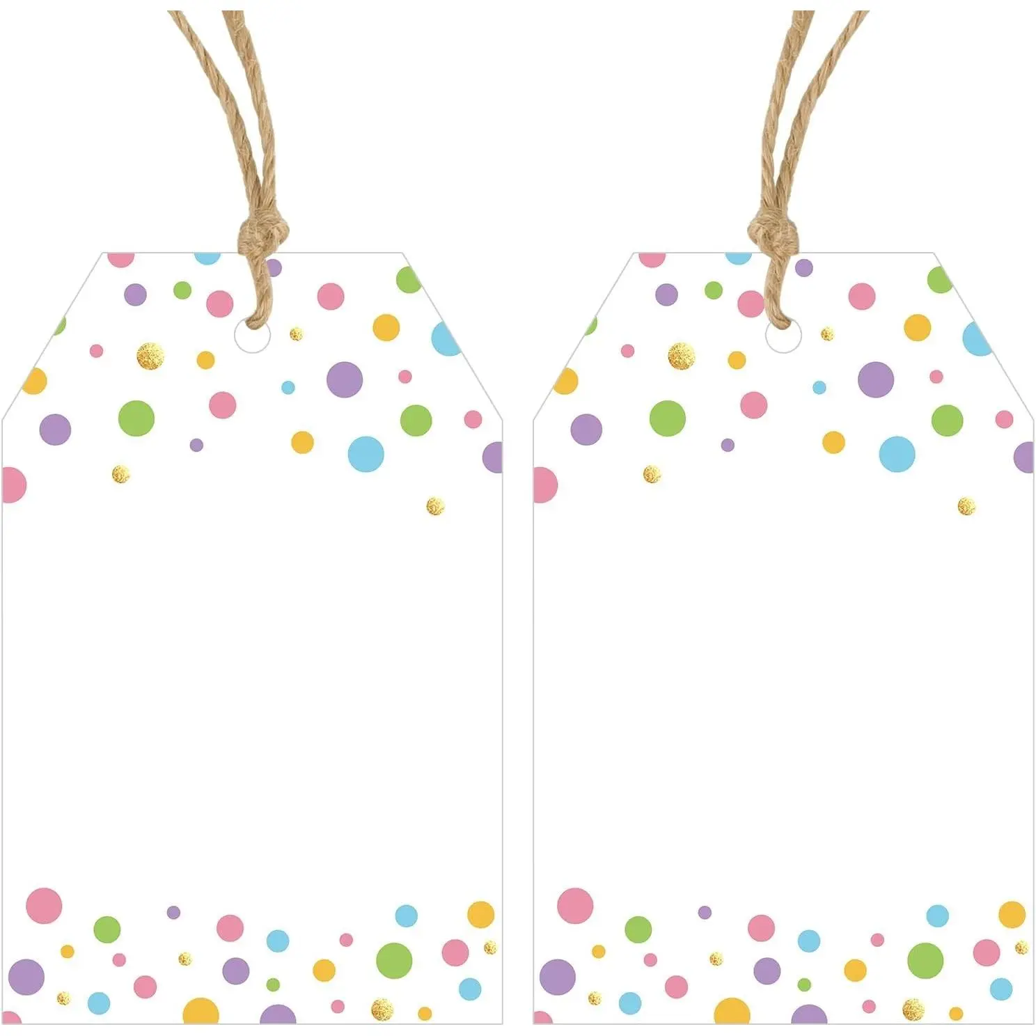Gift Tags with String - 100 Pcs Colorful Gift Tags for Presents | Confetti Polka Dot Gift Bag Tags Blank Easter Tags for Gifts Wrapping Supply Craft Birthday Party Bridal Shower Wedding