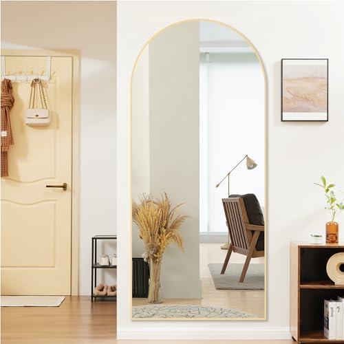 71"x26" Arch Full Length Mirror, Wall Mirror Floor Mirror with Stand Hanging or Leaning, Aluminum Alloy Frame Full Body Mirror for Bedroom, Dressing Room, Gold