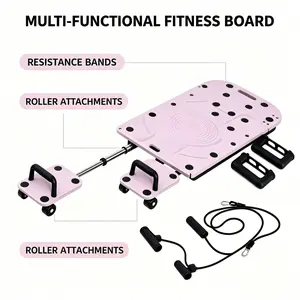 Adjustable Wooden Pilates Core Bed Home Fitness Equipment with Resistance Bands, Foldable and Storable, Sliding Fitness Board for Strength Core Training