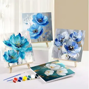 4pcs Paint By Numbers Kit for Adults Beginners -20x20cm / 8x8in Color Canvas, Easy DIY Corn Poppy Acrylic Painting Set - Wall Decor for Living Room and Bedroom, Creative Gift for Birthday, Mother's Day and Christmas, Without Frame