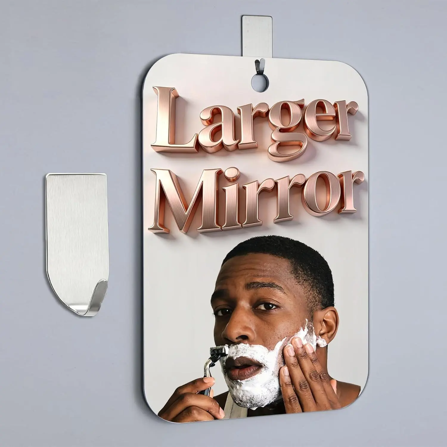 Shatterproof Fogless Shower Mirror for Shaving, 11x8 Inch Larger Anti-Fog Shaving Mirror, No-Drilling Wall Mounted Waterproof Bathroom Mirror, Hanging Camping AccessoriesGift