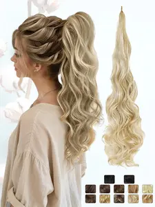 KAIRIYA 32 Inch Flexible Wrap-Around Ponytail Extensions - Long Soft Wavy Curly Synthetic Hairpiece for Women, Perfect for Holiday Parties & Easy Natural Look, Wavy Hairpieces, Soft Curly Ponytails, Synthetic Fiber Extensions