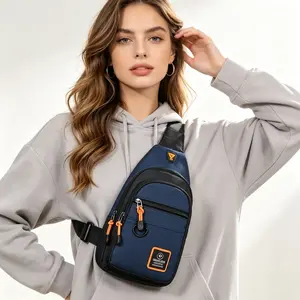 Chic Unisex Chest Sling Bag, Lightweight Solid Color Crossbody Pack with an Adjustable Strap and Multiple Pockets for Daily Commute & Travel, Cute