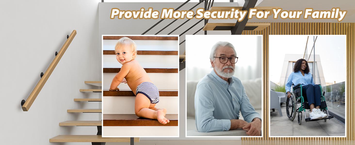 3FT Wooden Handrails,Hand Railings for Stairs Indoor Wall Wood Handrails,Non-Slip Sturdy Staircase Handrail Safety Grab Bar Rod Complete Kit for Home,Lofts,Guardrail