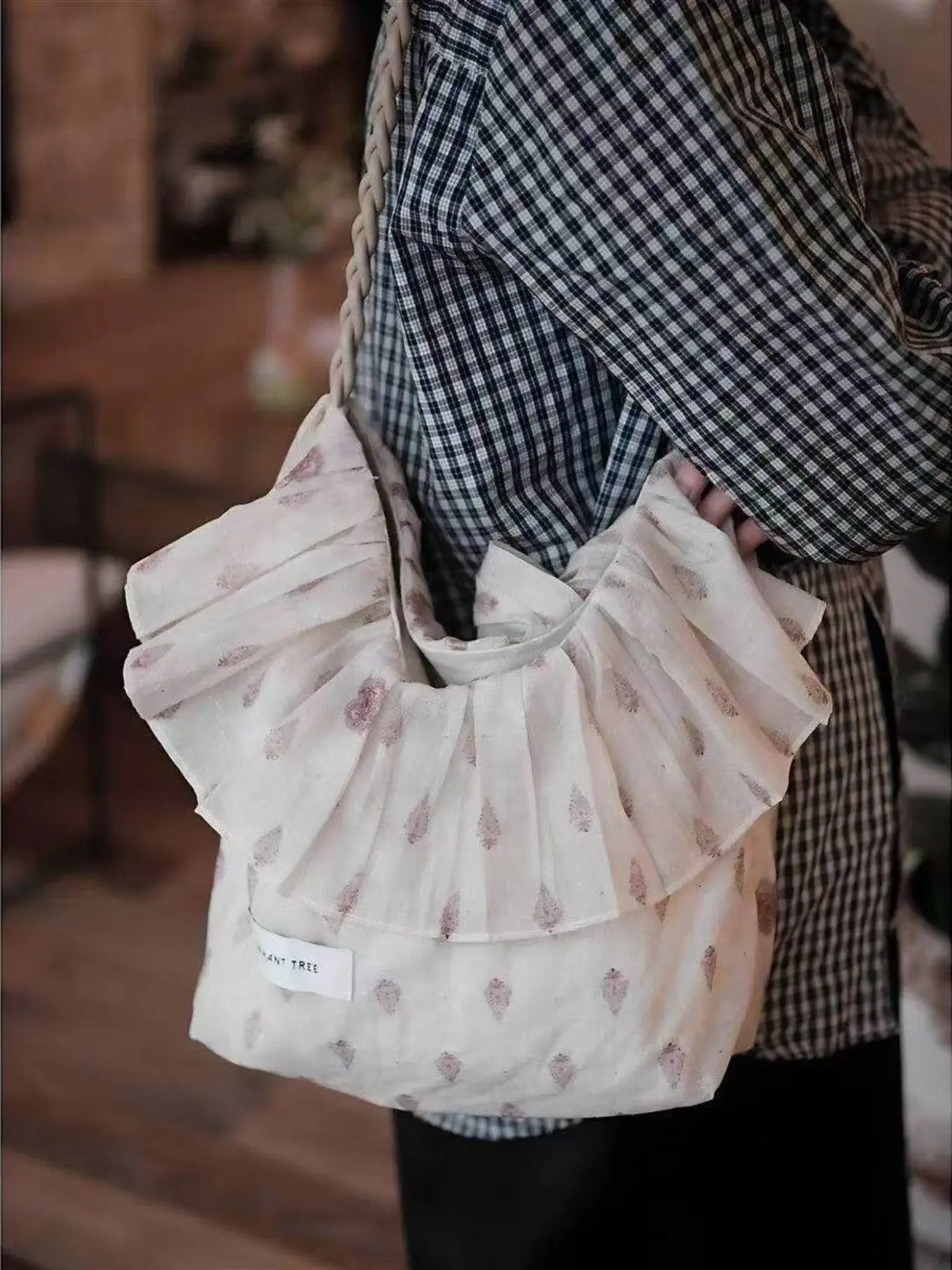 Elegant Apricot Trimmed Shoulder Bag, Large Capacity Crossbody Backpack, Casual Commuter Canvas Bag for Spring Summer