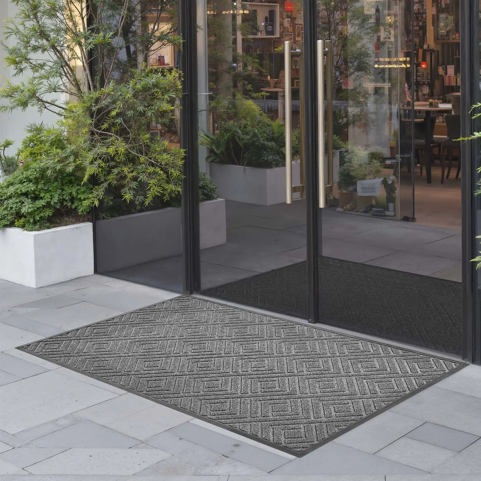 VEVOR Large Size Indoor/Outdoor Front Door Mat, 61.5x36 in Commercial Heavy-Duty Washable Rug with TPE Backing, Modern Stylish Industrial Carpet for Hallway, Garage