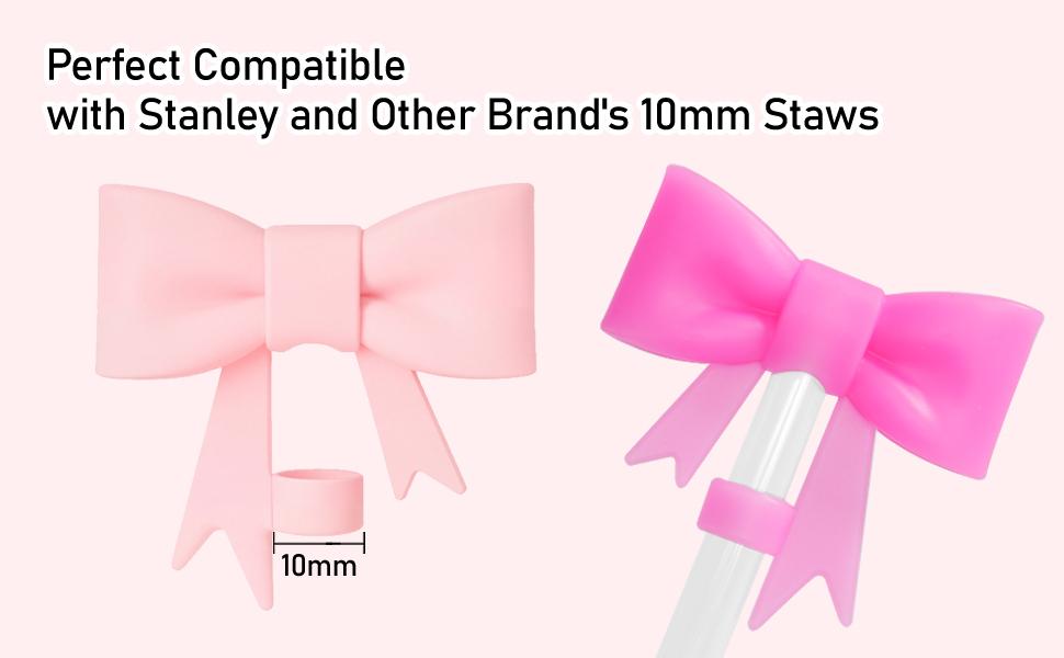 3 Pcs Bow Straw Covers Cap Toppers Compatible for 40 oz Stanley Tumbler Cups,Reusable Cute Silicone Straw Lids Tips Protectors(Multi-color A)