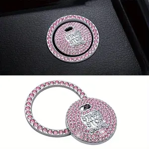 1pc Diamond Button Sticker Ignition Starter Button Car Interior Crystal Sticker Start Stop Ignition Button Sticker