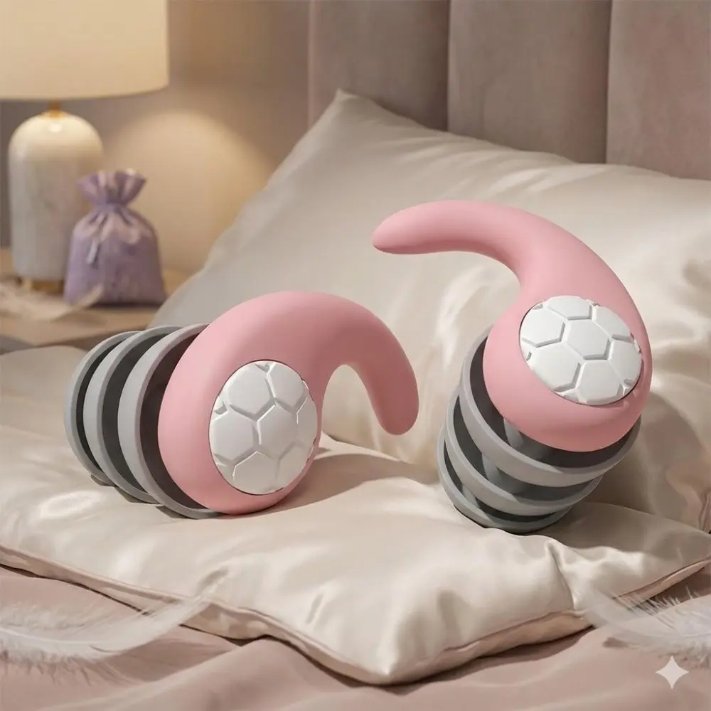 Reusable Silicone Noise Cancelling Ear Plugs for sleeping, swimming, work, study & Travel - waterproof, sweatproof, Secure Fit with Portable case - Comfortable Noise Reduction accessories.