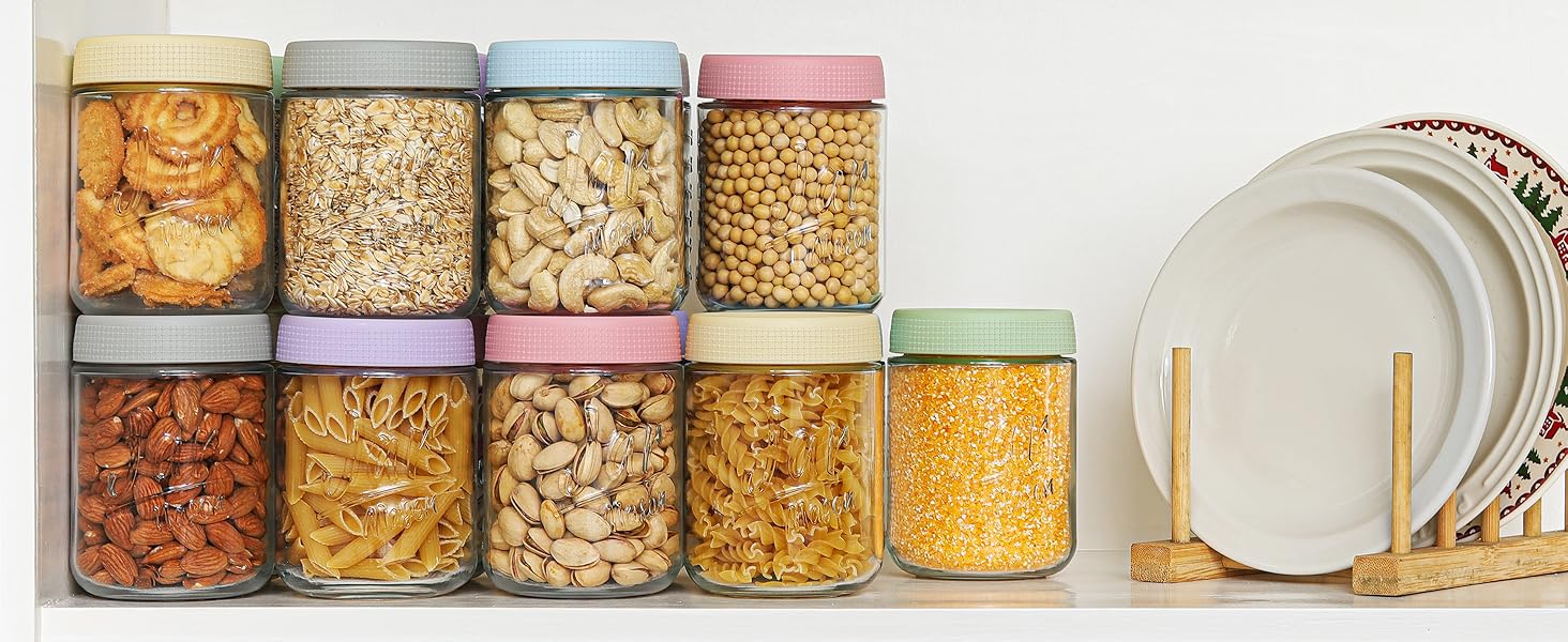 4-Pack 16oz Overnight Oats Containers with Airtight Lids - Jars with Measurement Marks for Yogurt, Meal Prep & Chia Pudding, Stackable & Leakproof