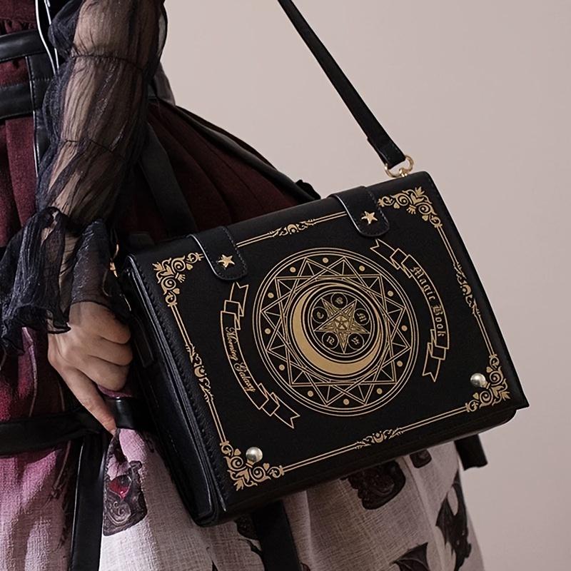 A Magical Book Crossbody Bag with a Detachable Shoulder Strap And Magnetic Flap Closure for Women. This Sweet New High-End Uniform Features a Geometric Pattern with a Comic Theme, Perfect for Students As a Shoulder Or Tote Bag for Commuting SpringStatemen