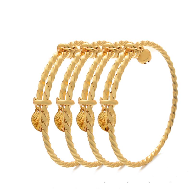 Ethiopian /Arab/African Lucky Bell Baby Kids Children Gold Color Birthday Bangle Bracelet Jewelry Gift