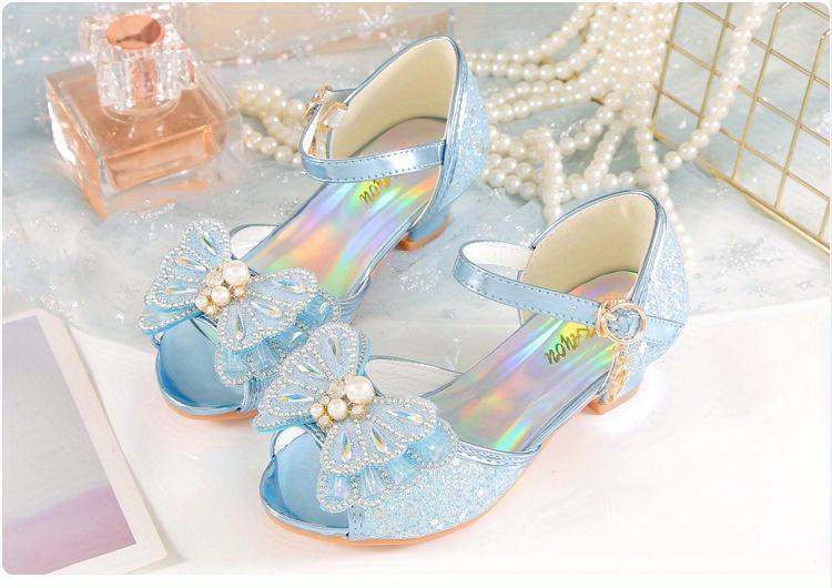 Summer New Children's Princess Shoes Girls' High Heels Baby Sandals Medium And Large Children's Girls' Fashion Crystal Shoes Formal Casual