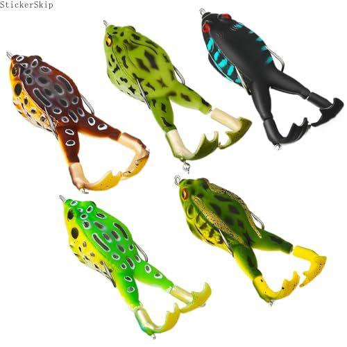 2026 NEW 3-10pcs Vibrant Topwater Frog Lures - Silicone Floating Bait with Double Propeller Legs, Lead-Free, Ideal for Bass, Snakehead, Catfish, 3.5in/13g Fishing Tackle Multi-Jointed Realistic