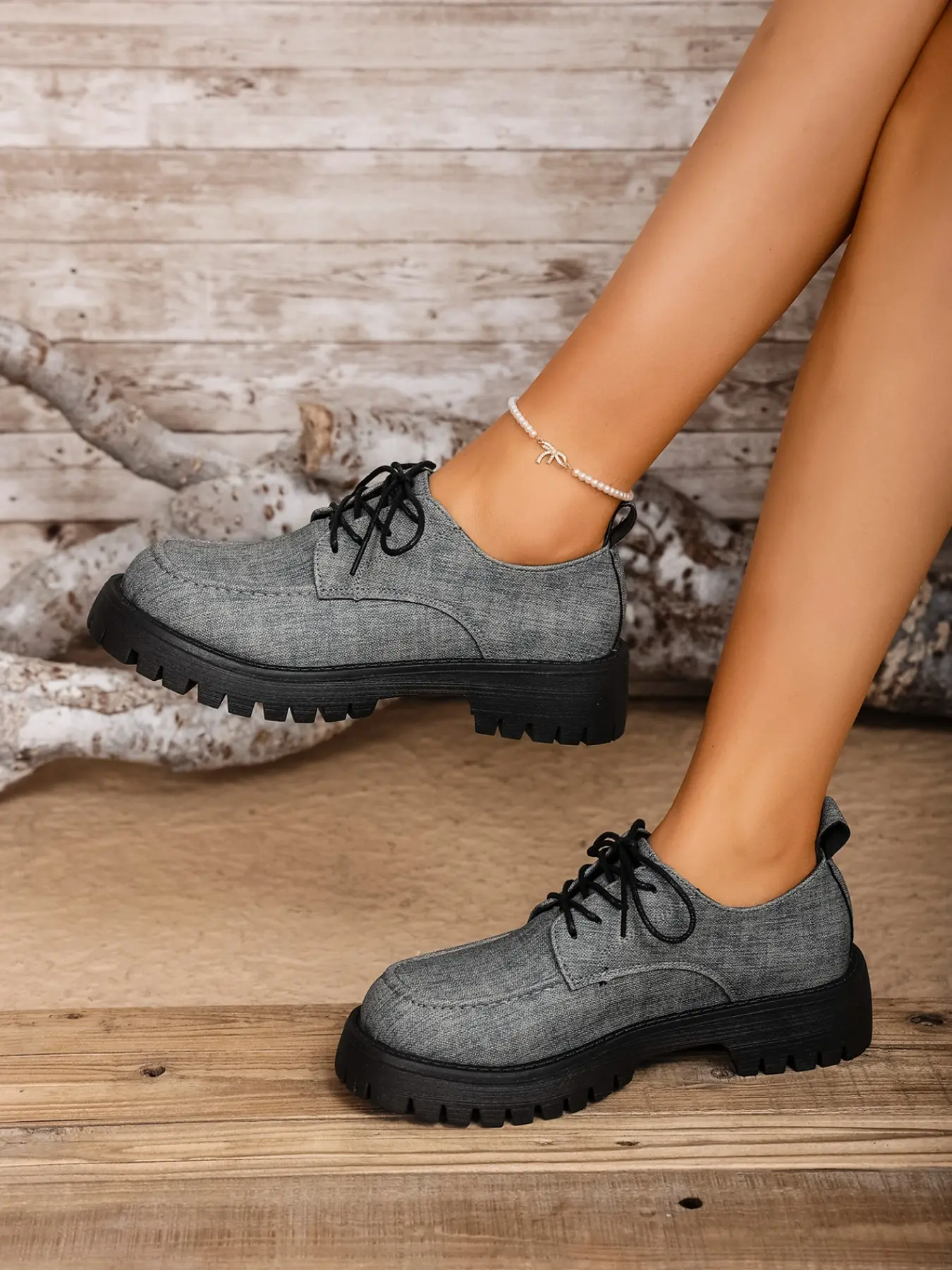 New Summer Autumn PU Leather Oxford Shoes for Women, Retro British Style Round Toe Thick Sole, Casual All-Season Footwear