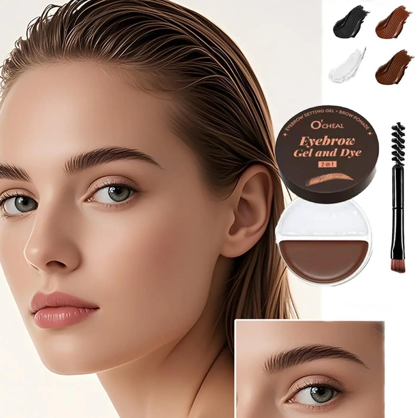 2-In-1 Waterproof Eyebrow Gel and Pencil, Dual-Tone Natural Look, Smudge-Proof, Long-Lasting, Easy Application, Perfect for All Skin Types