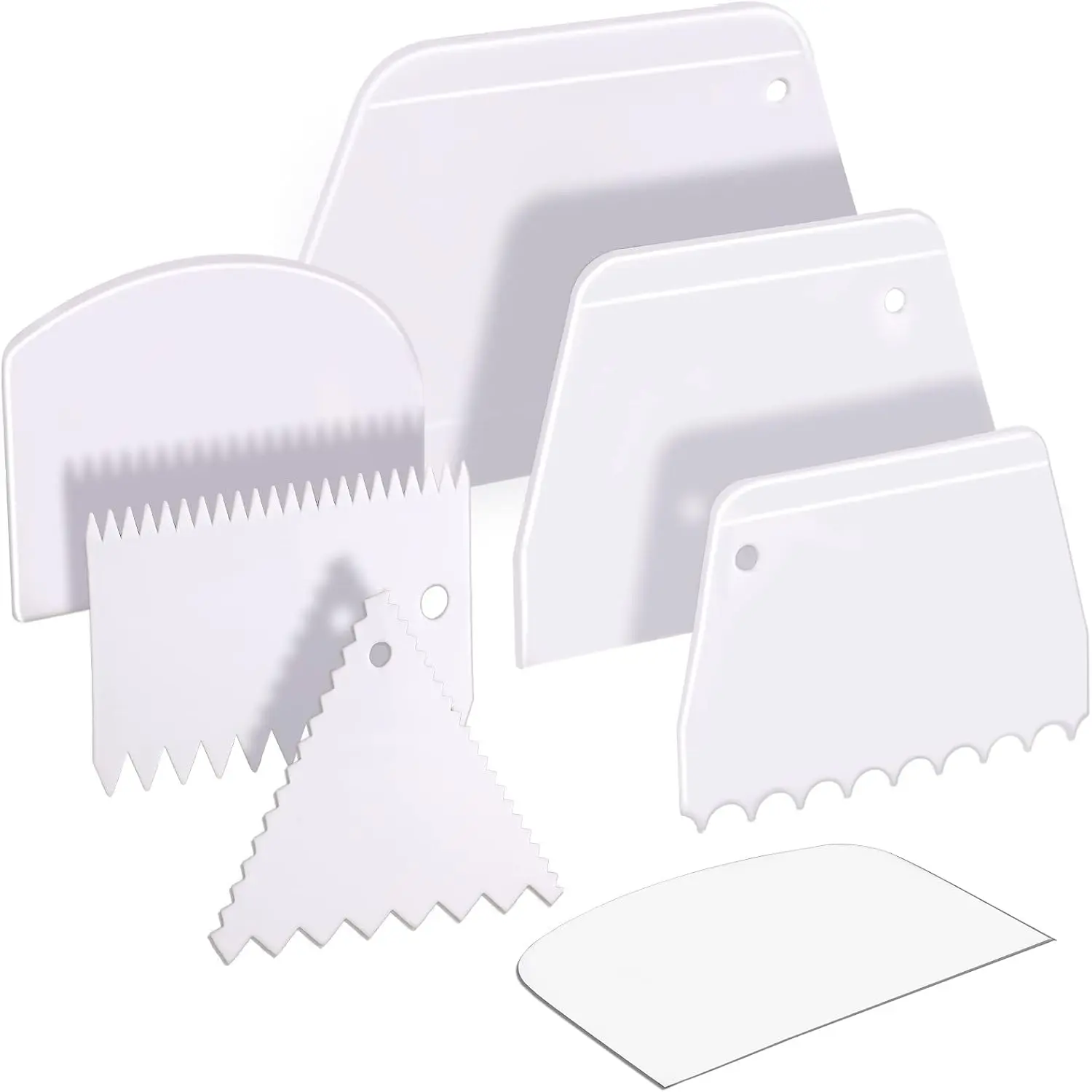 Cake Scraper Cake , 7 count Dough Scraper Bowl Scraper Cake  Cake Spatula Bench Scraper Kitchen Plastic Scraper Tool Cake Decorating Kit