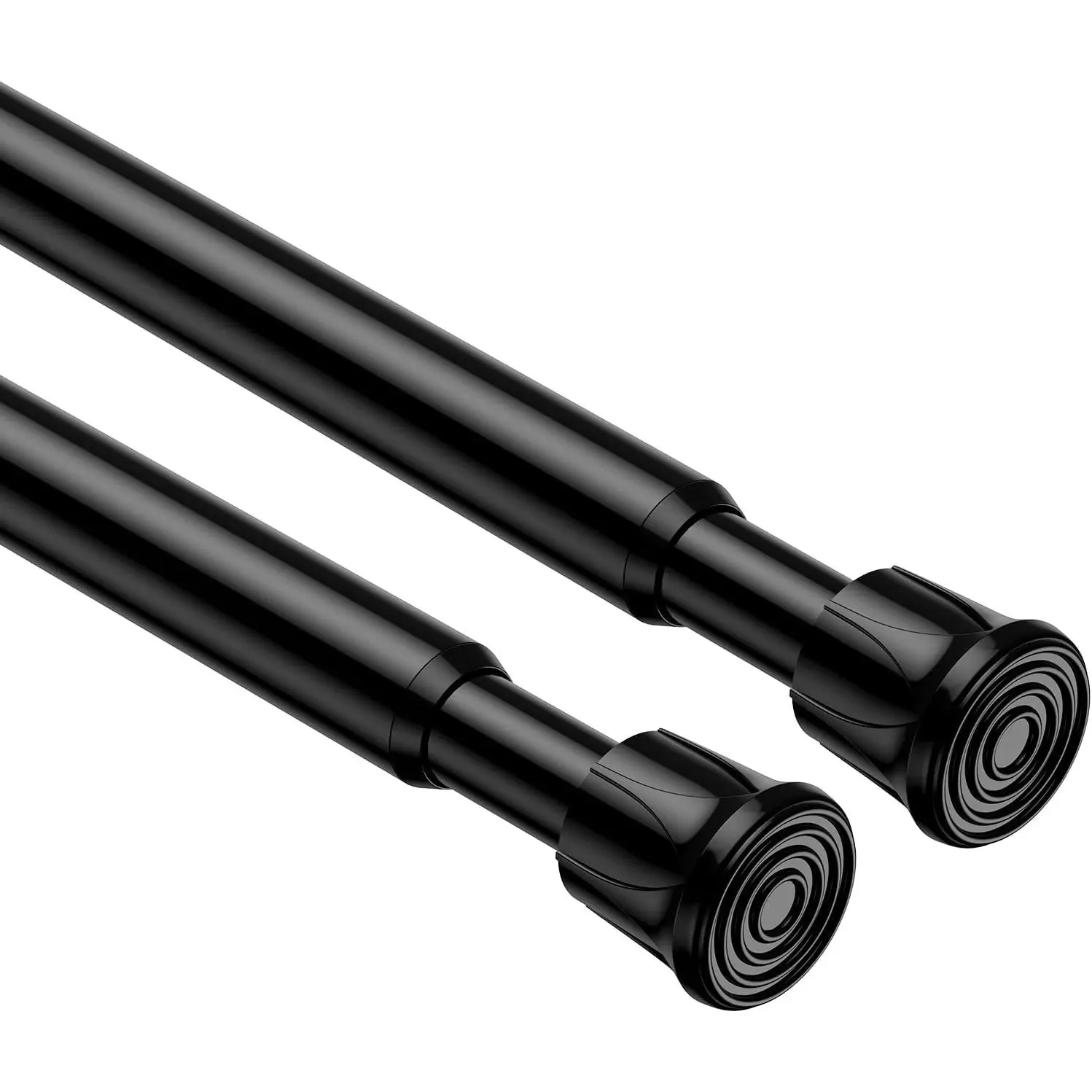 2 Pack Black Tension Curtain Rod 28-48 Inch Adjtable Spring Curtain Rod | Spring Loaded Curtain Rods, No-drill & Tool-free Tension Mounting to fit windows, doorways, cabinet dividers, closet, kitchen