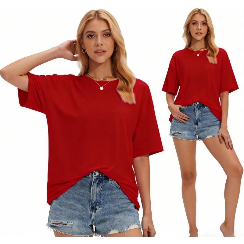 Stelle Non See Through Oversized T Shirts,Women Crew Neck Short Sleeve,Summer Tops Soft Basic Tee Shirt,Unisex,versatile
