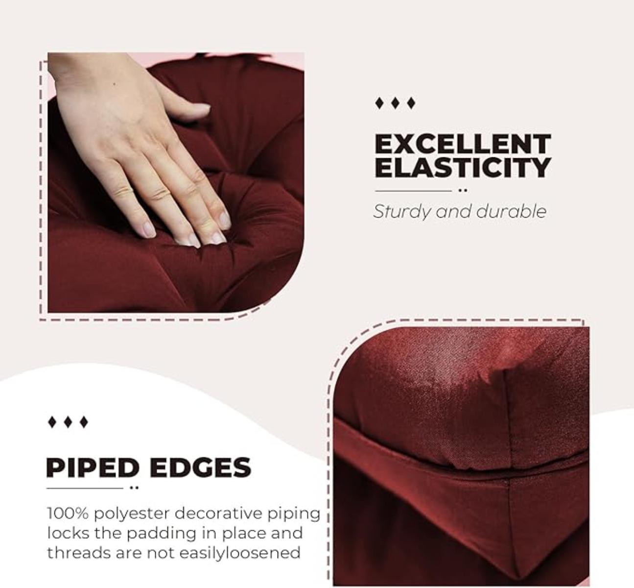 Patio Chair Cushions Set of 2 for Outdoor Funiture,Weather and Fade Resistant Outdoor Chair Pads, 19"x19" Tufted Memory Foam Patio Seat Cushion (2, Red)