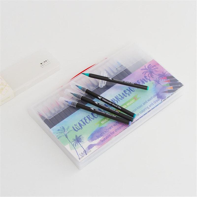 48 Colors Watercolor Brush Pen, 48pcs/set Nylon Brush Tip Water-based Ink Watercolor Brush for Students Beginner Water Color Kit
