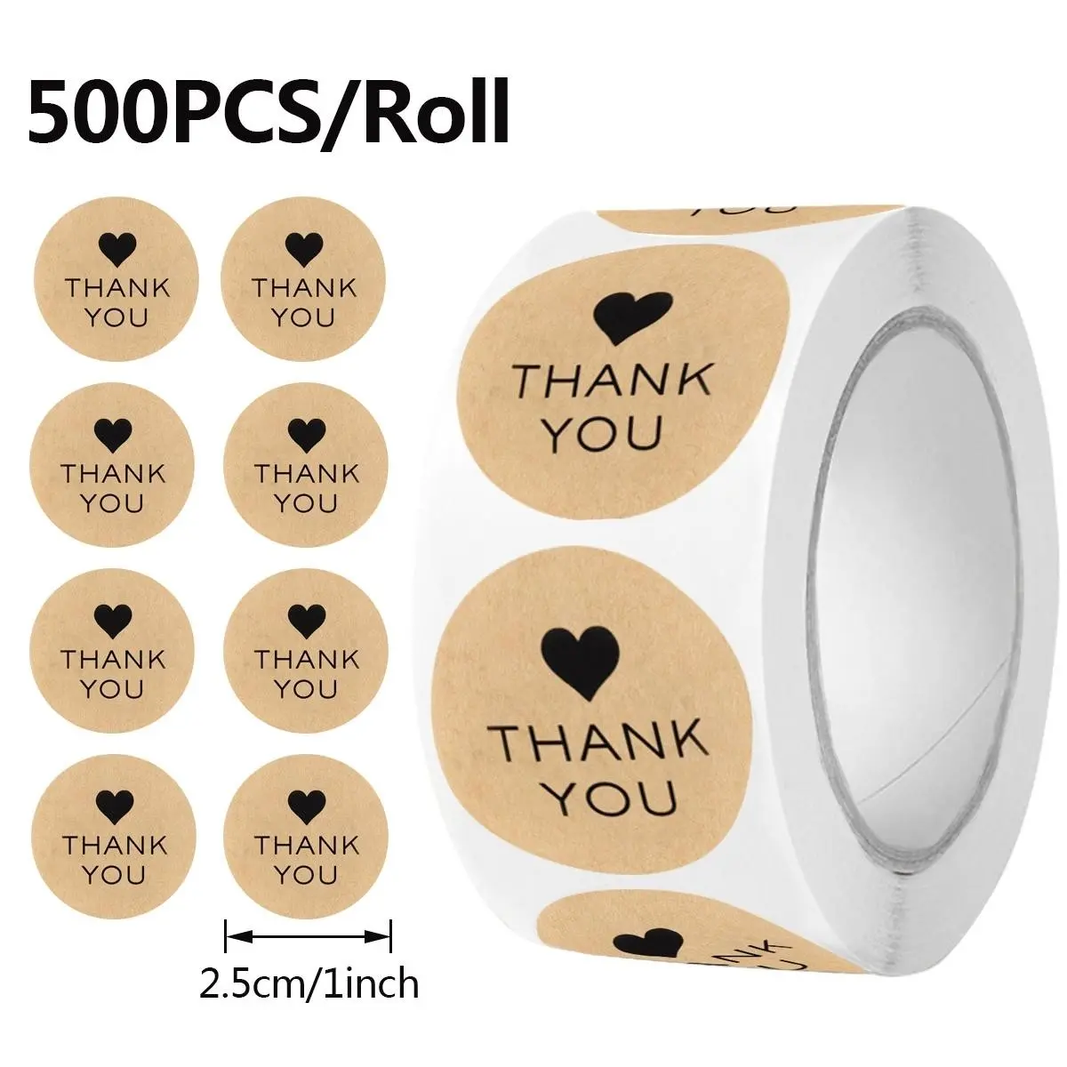 500pcs/roll Kraft Paper Stickers for Wedding Gifts, Bridesmaid Gifts, Graduation Decorations, Easter Gifts, Wedding Stickers, Wedding Decor