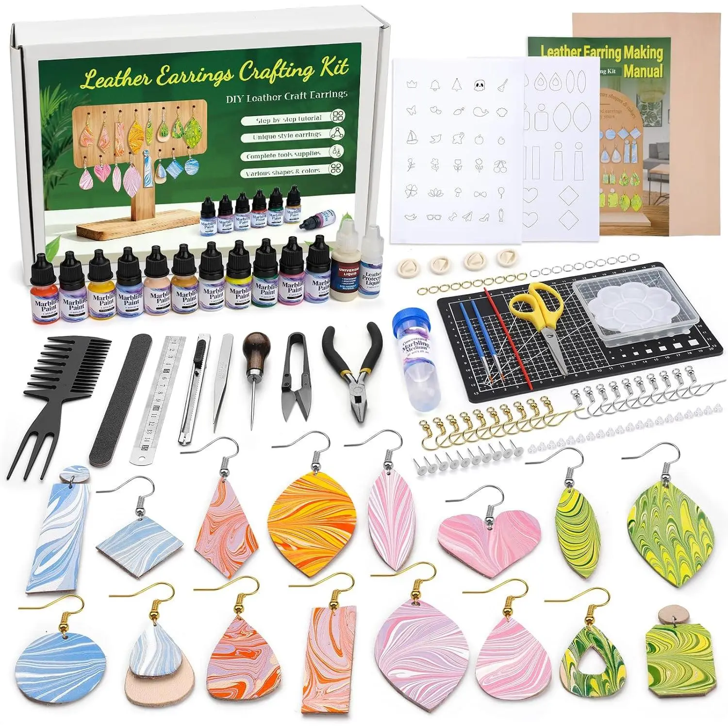 Leather Crafting Kit Leather Earrings Making Kit with Step-by-Step Tutorial
