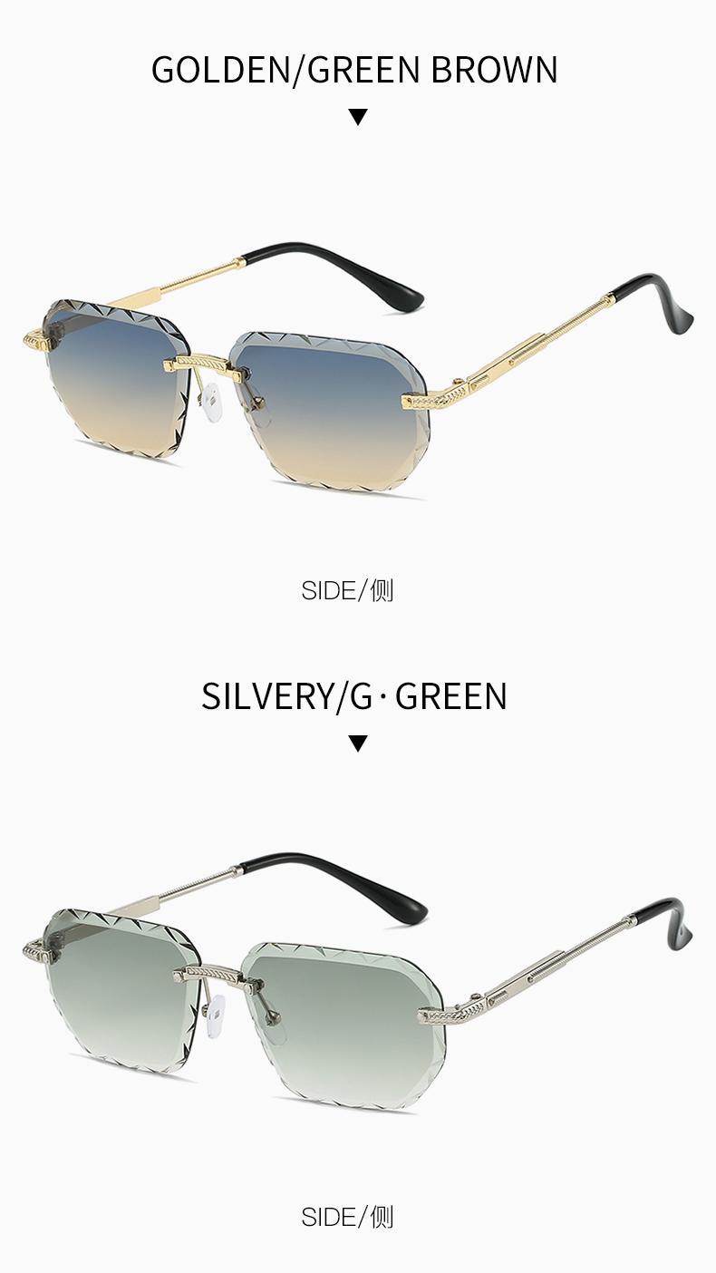 Rimless Square Metal Sunglasses for Men Women, UV400 Protective Fashion Luxury Eyewear for Beach Travel Daily Use