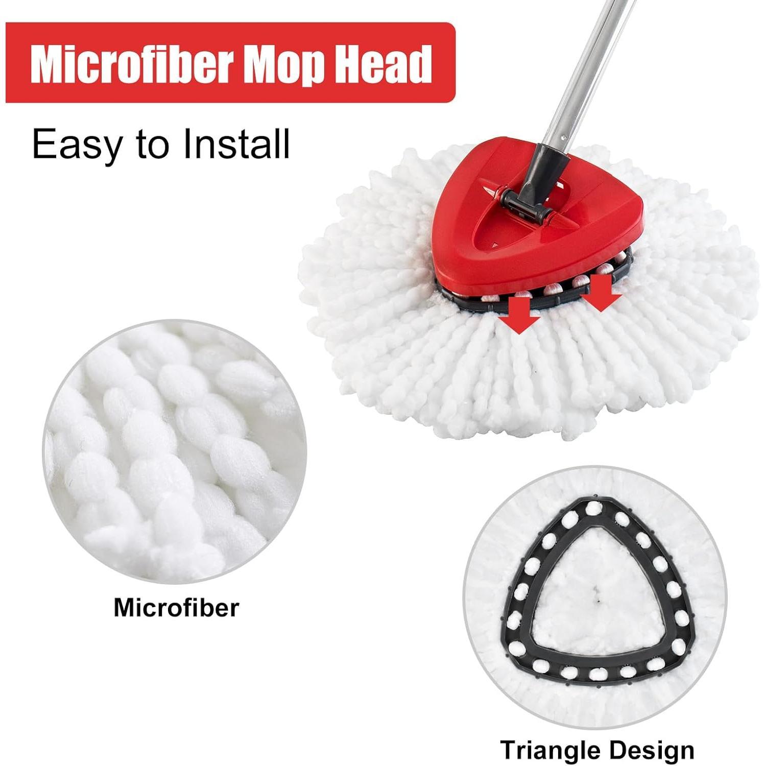 Spin Mop Replacement Handle, 2 Pack Mop &Base Scrub Brush 4-Section 30-to-58 inch Mop Replacement Stick Compatible with Ocedar Mop Handle for Easy Wring Mop Refills