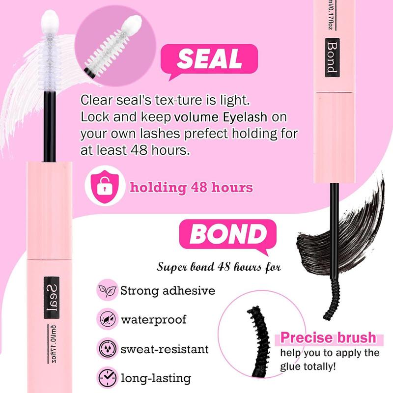 Eyelash Extensions Kit, 2 in 1 Waterproof False Eyelashes Glue with Double Ends, Sticky Eyelash Glue for Lash Extensions, Lash Glue Seal for Cosmetic False Lashes, Makeup, DIY Lash Kit