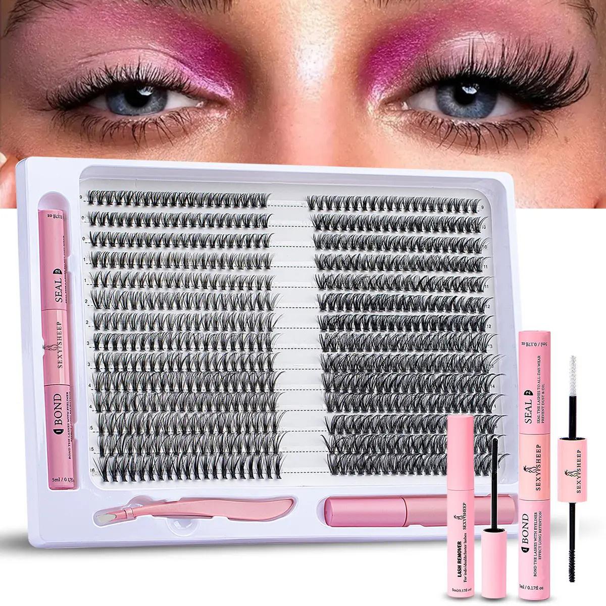 Mixed Size Individual False Eyelash with Bond & Seal Glue & Lash Remover & Tweezers, 1 Set Natural Look Eyelash Extension, Trending Product, Lash Clusters, Individual Eyelashes Kit