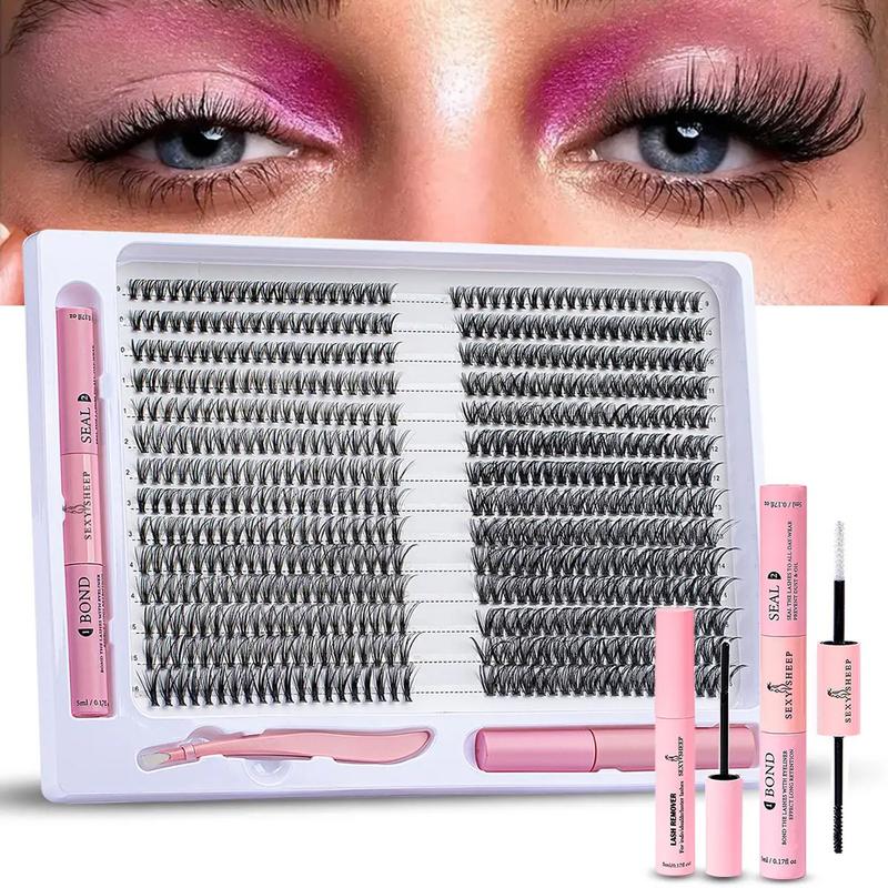 Mixed Size Individual False Eyelash with Bond & Seal Glue & Lash Remover & Tweezers, 1 Set Natural Look Eyelash Extension, Trending Product, Lash Clusters, Individual Eyelashes Kit
