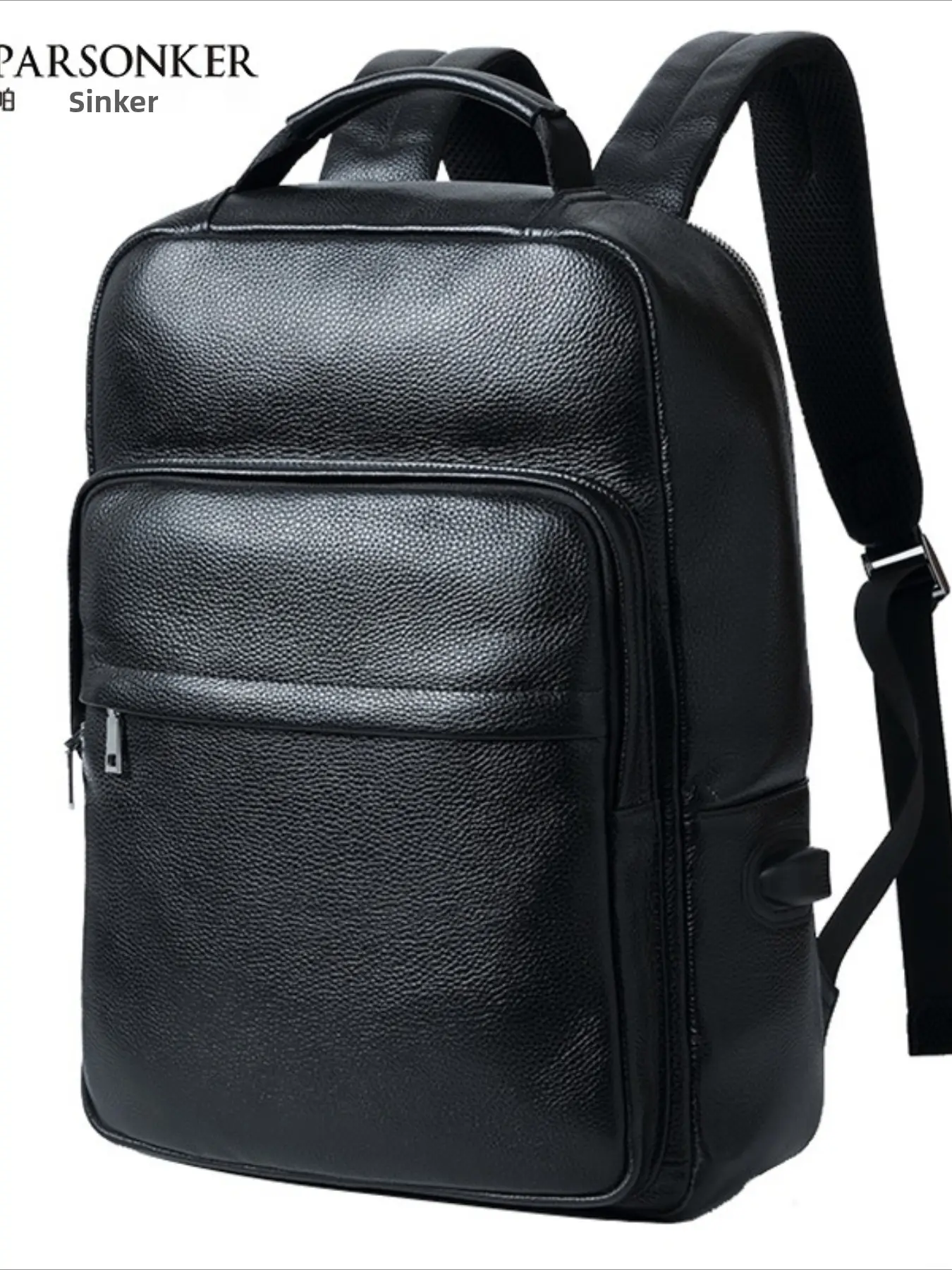 Fashion leather backpack men's business computer backpack first layer cowhide backpack with usb charging Leather Laptop Backpack