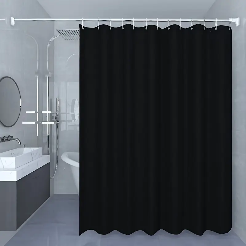 1Pc solid color shower curtain, Decorative shower curtain, bathroom curtain thickened bathroom partition door curtain bath with hook shower curtain, bathroom partition hanging curtain, bathroom accessories, home decoration, Shower Stall Curtain