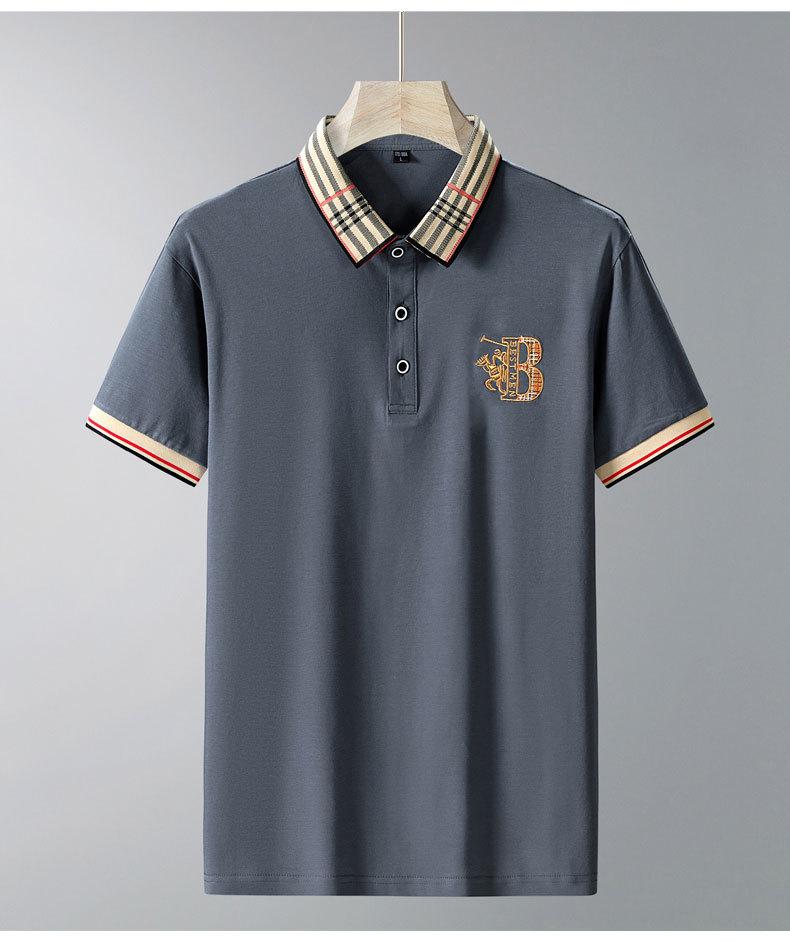 New Summer High-Quality Pure Cotton Men's Polo Shirt Solid Color Embroidered Lapel Top