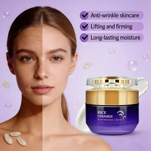 50g Rice Ceramide Anti-Wrinkle Cream, Contains Rice Extract, Hyaluronic Acid, Collagen, Lightweight Absorbing, Suitable for All Skin Types