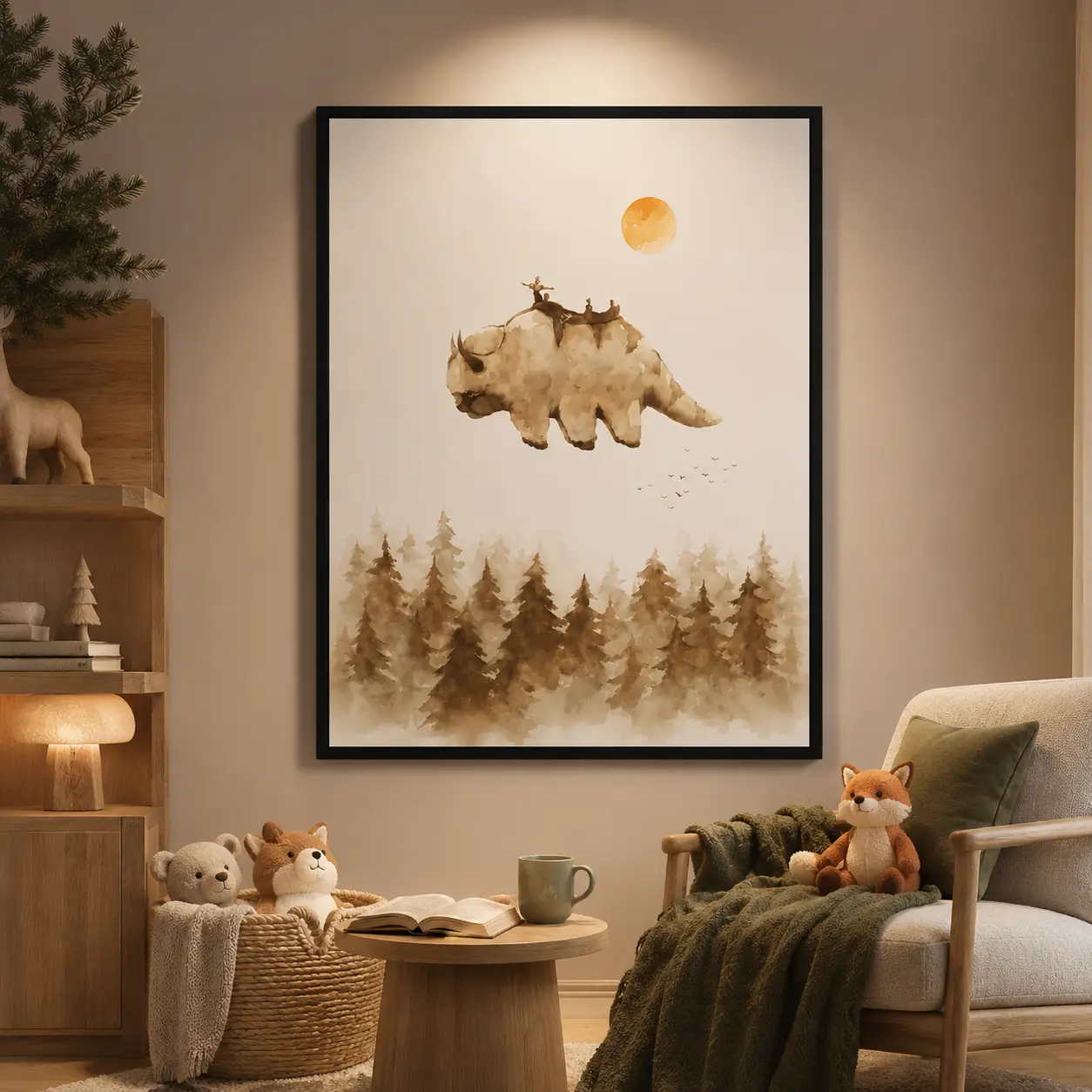 Appa Flying Bison Watercolor Print - Avatar: The Last Airbender Inspired Lightweight Artistic Artwork, Home Decor Poster, Ideal Gift for Anime Fans poker wall photography michael hypebeast large canvas wall art manga modern bar luxury perfect