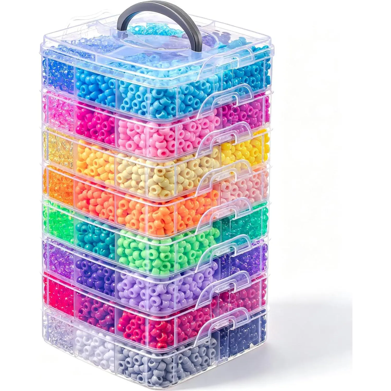 10000 count 48 Colors Pony Beads Bulk for Kandi Bracelet Hair  | 6x9mm Plastic, Hair Braiding  Key Chains Lacing DIY Crafts & Gifts for  Over 6 (5.73lb, Stack Bead Organizer)
